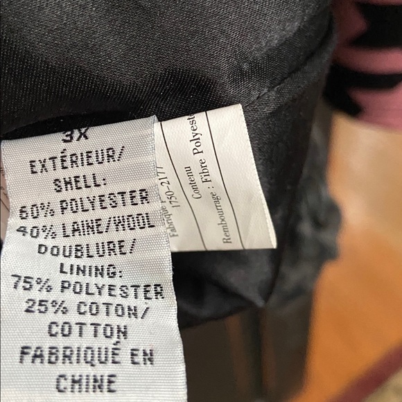 3X PENN Black and Gray Houndstooth Wool Blend Swingy Coat with Statement Collar - Picture 8 of 17